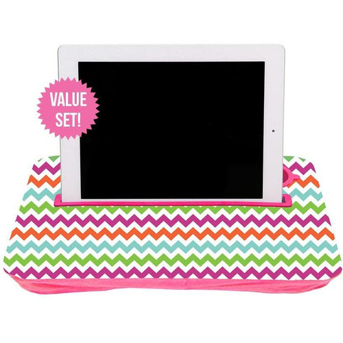 Colorful Chevron and Teal Tablet Tray Set|Tech - Fashionit_inc