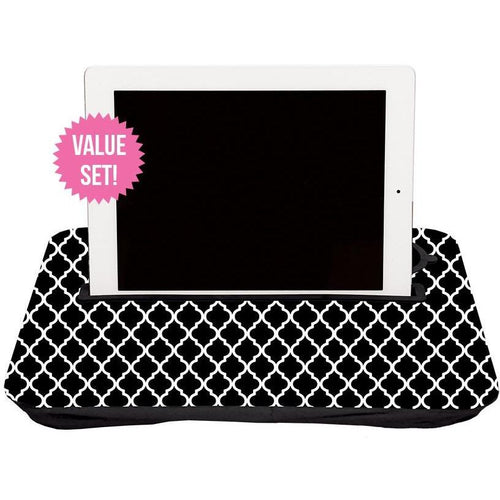 Geometric Black + White, and Solid Black Tablet Tray Set|Tech - Fashionit_inc