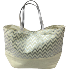 Fashionit Metallic Silver Chevron Eco-Friendly Tote